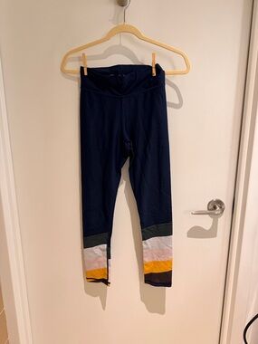 The Upside - Navy 7/8 Leggings with Colorblock Stripe